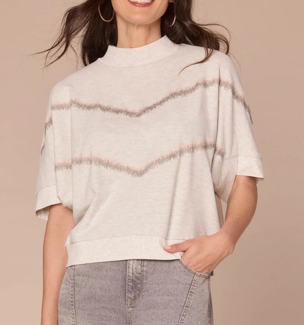 Democracy Plus Size Elbow Length Dolman Sleeve Sweater Tunic Sz 3X Chevron Print